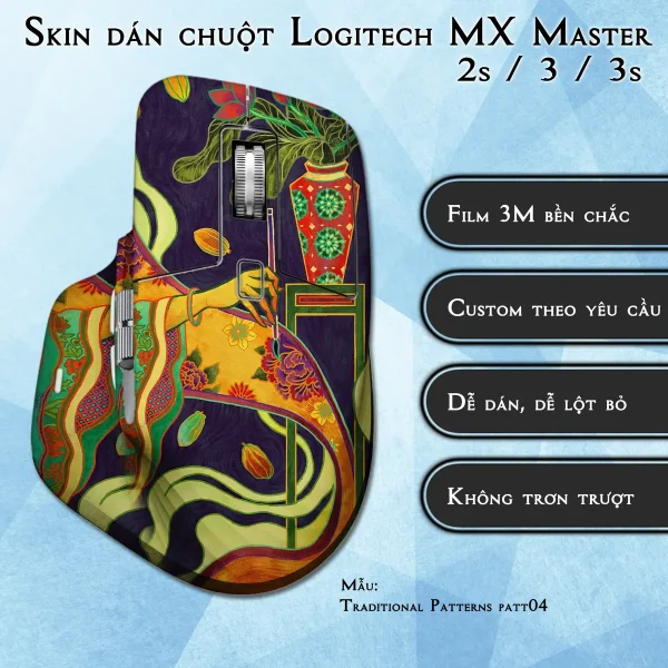 Skin dán chuột Logitech MX Master 2, 2s, 3, 3s mẫu Traditional Patterns patt04