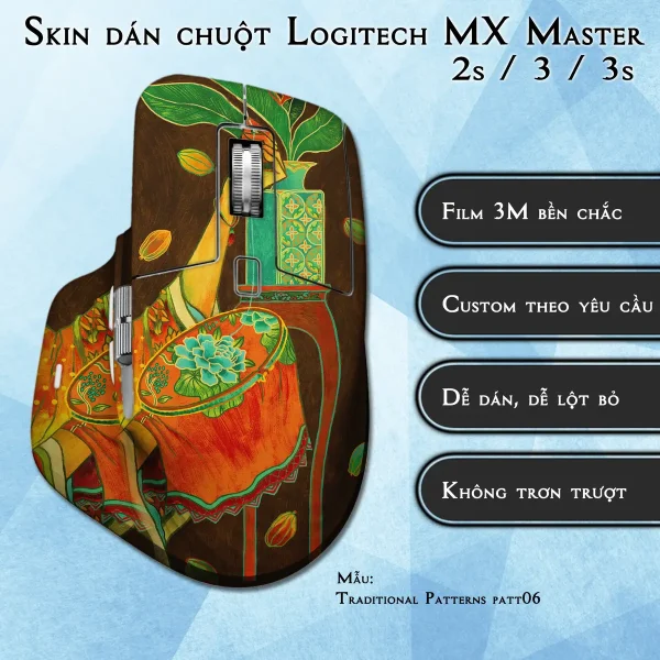 Skin dán chuột Logitech MX Master 2, 2s, 3, 3s mẫu Traditional Patterns patt06