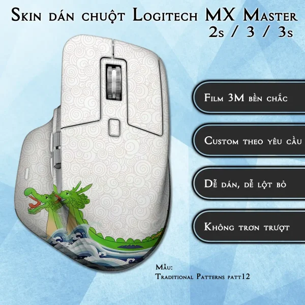Skin dán chuột Logitech MX Master 2, 2s, 3, 3s mẫu Traditional Patterns patt12