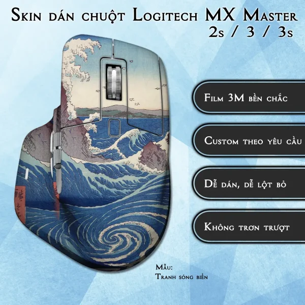Skin dán chuột Logitech MX Master 2, 2s, 3, 3s mẫu Tranh sóng biển