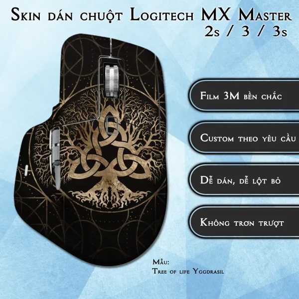 Skin dán chuột Logitech MX Master 2, 2s, 3, 3s mẫu Tree of life Yggdrasil