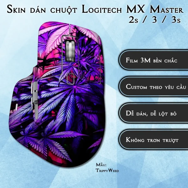 Skin dán chuột Logitech MX Master 2, 2s, 3, 3s mẫu TrippyWeed