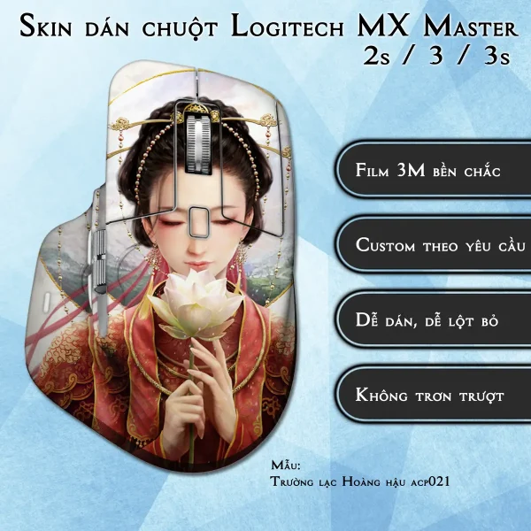 Skin dán chuột Logitech MX Master 2, 2s, 3, 3s mẫu Trường lạc Hoàng hậu acp021