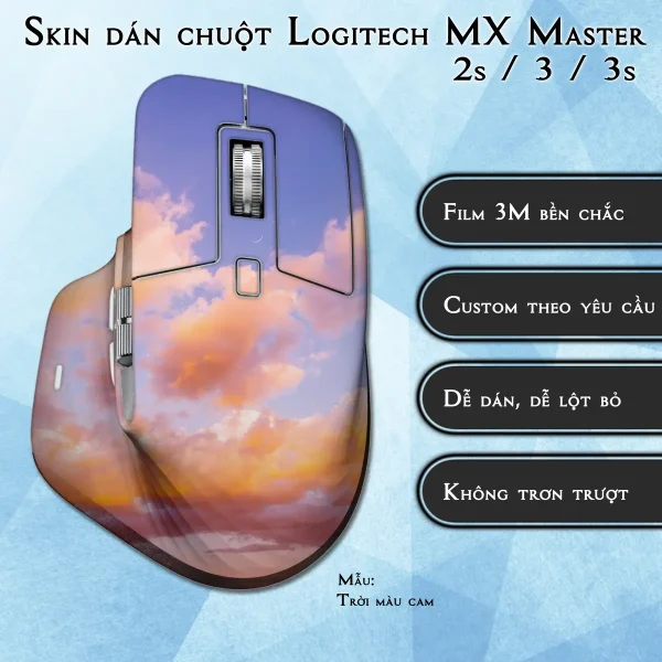 Skin dán chuột Logitech MX Master 2, 2s, 3, 3s mẫu Trời màu cam
