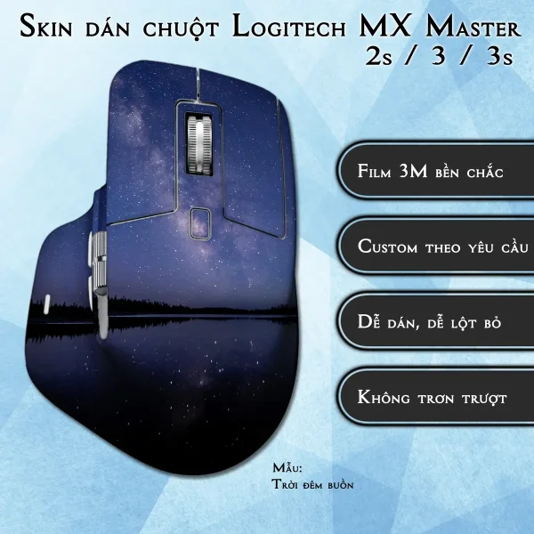 Skin dán chuột Logitech MX Master 2, 2s, 3, 3s mẫu Trời đêm buồn