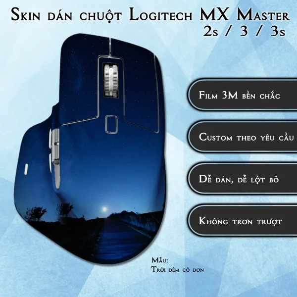 Skin dán chuột Logitech MX Master 2, 2s, 3, 3s mẫu Trời đêm cô đơn