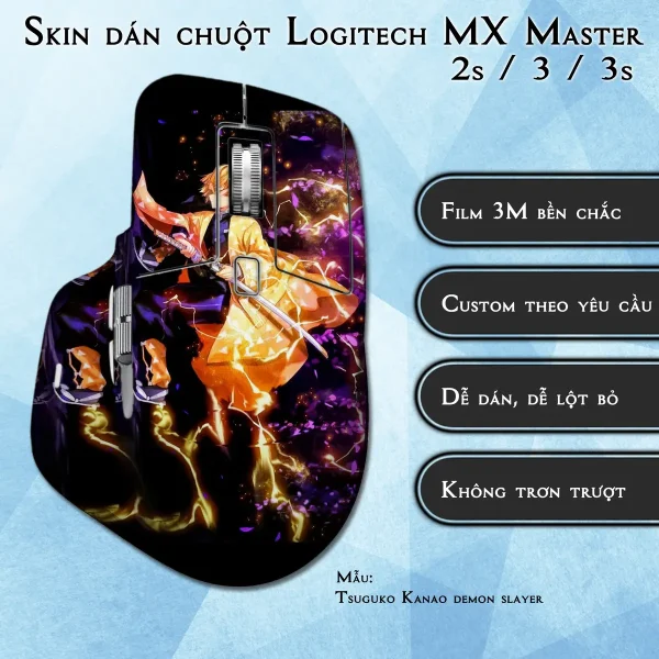 Skin dán chuột Logitech MX Master 2, 2s, 3, 3s mẫu Tsuguko Kanao demon slayer