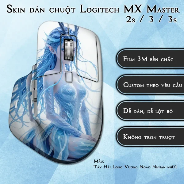 Skin dán chuột Logitech MX Master 2, 2s, 3, 3s mẫu Tây Hải Long Vương Ngao Nhuận nh01