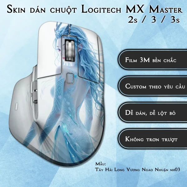 Skin dán chuột Logitech MX Master 2, 2s, 3, 3s mẫu Tây Hải Long Vương Ngao Nhuận nh03