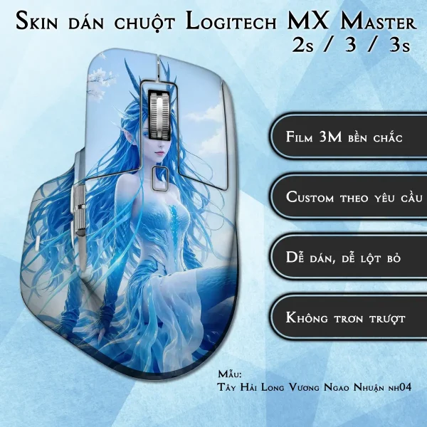Skin dán chuột Logitech MX Master 2, 2s, 3, 3s mẫu Tây Hải Long Vương Ngao Nhuận nh04