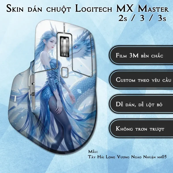 Skin dán chuột Logitech MX Master 2, 2s, 3, 3s mẫu Tây Hải Long Vương Ngao Nhuận nh05
