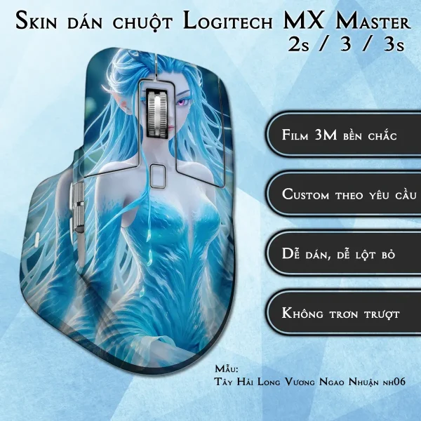 Skin dán chuột Logitech MX Master 2, 2s, 3, 3s mẫu Tây Hải Long Vương Ngao Nhuận nh06