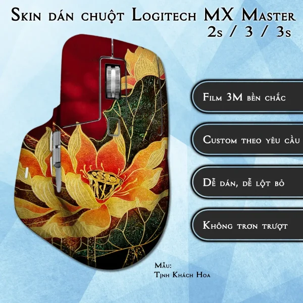 Skin dán chuột Logitech MX Master 2, 2s, 3, 3s mẫu Tịnh Khách Hoa