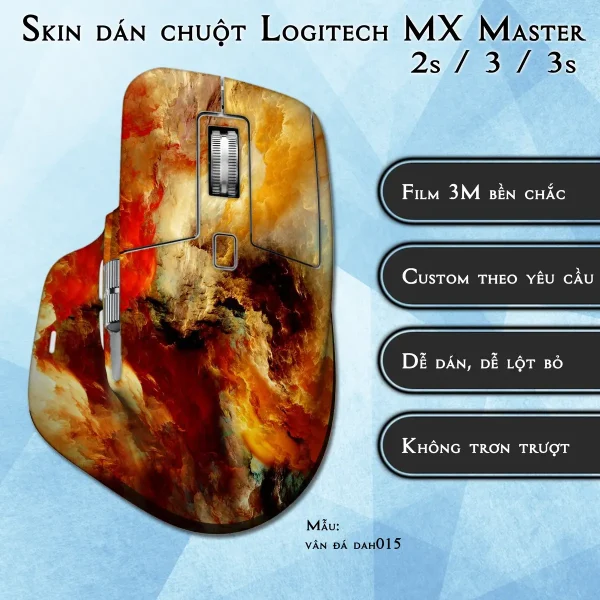 Skin dán chuột Logitech MX Master 2, 2s, 3, 3s mẫu vân đá dah015