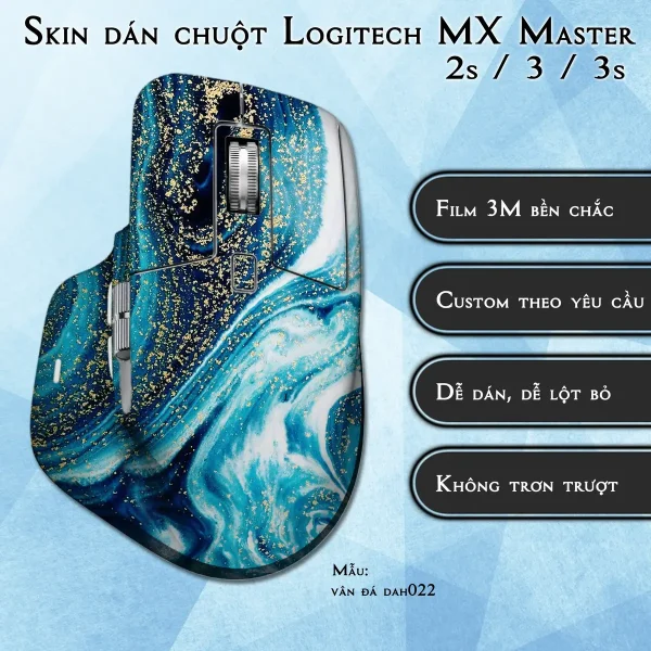 Skin dán chuột Logitech MX Master 2, 2s, 3, 3s mẫu vân đá dah022
