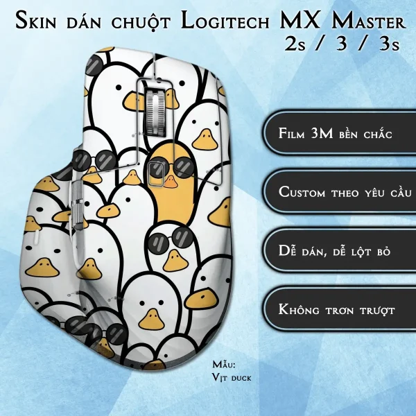 Skin dán chuột Logitech MX Master 2, 2s, 3, 3s mẫu Vịt duck