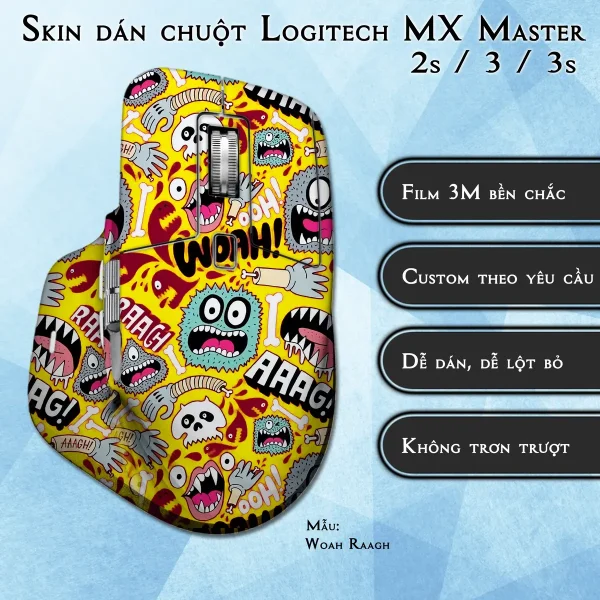 Skin dán chuột Logitech MX Master 2, 2s, 3, 3s mẫu Woah Raagh