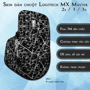 Skin dán chuột Logitech MX Master 2, 2s, 3, 3s mẫu X-cross trắng đen