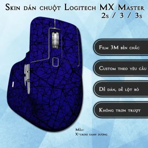 Skin dán chuột Logitech MX Master 2, 2s, 3, 3s mẫu X-cross xanh dương