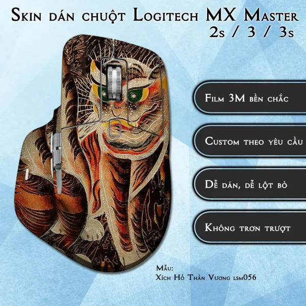Skin dán chuột Logitech MX Master 2, 2s, 3, 3s mẫu Xích Hổ Thần Vương lsm056