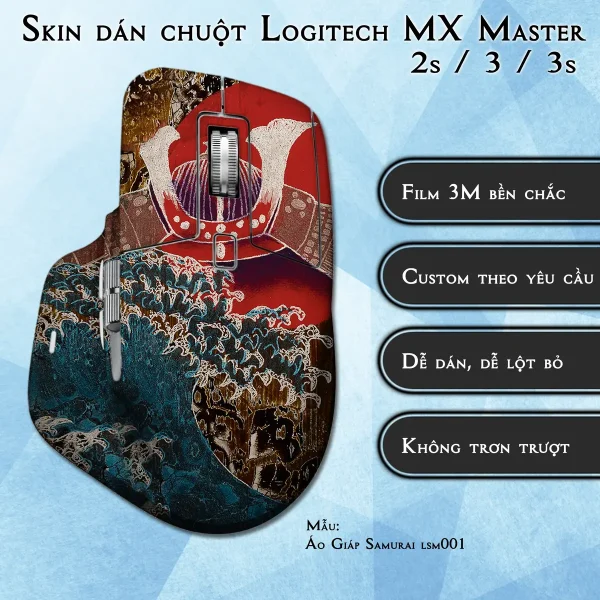 Skin dán chuột Logitech MX Master 2, 2s, 3, 3s mẫu Áo Giáp Samurai lsm001