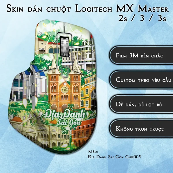 Skin dán chuột Logitech MX Master 2, 2s, 3, 3s mẫu Địa Danh Sài Gòn Chib005