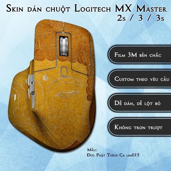 Skin dán chuột Logitech MX Master 2, 2s, 3, 3s mẫu Đức Phật Thích Ca lsm015