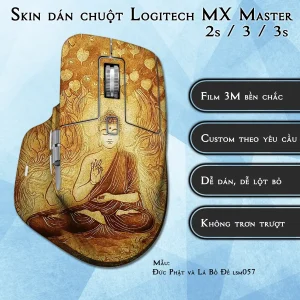 Skin dán chuột Logitech MX Master 2, 2s, 3, 3s mẫu Đức Phật và Lá Bồ Đề lsm057