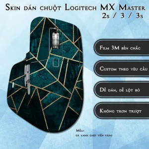 Skin dán chuột Logitech MX Master 2, 2s, 3, 3s mẫu đá xanh ghép viền vàng