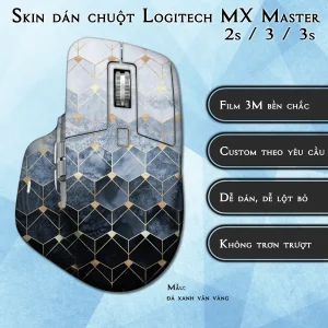 Skin dán chuột Logitech MX Master 2, 2s, 3, 3s mẫu đá xanh vân vàng