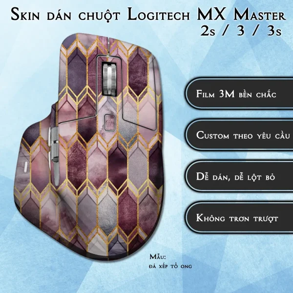 Skin dán chuột Logitech MX Master 2, 2s, 3, 3s mẫu đá xếp tổ ong
