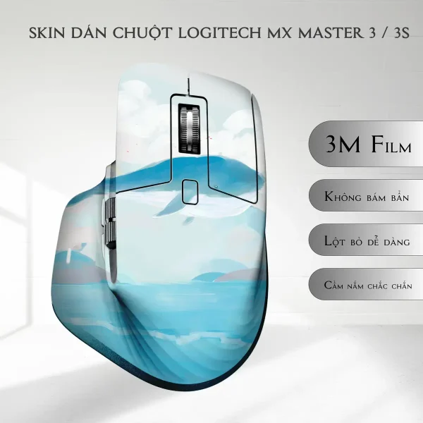 Skin dán chuột Logitech MX Master 2, 2s, 3, 3s mẫu cá vui xanh