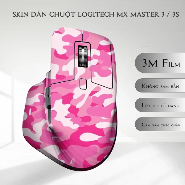 Skin dán chuột Logitech MX Master 2, 2s, 3, 3s mẫu camo hồng