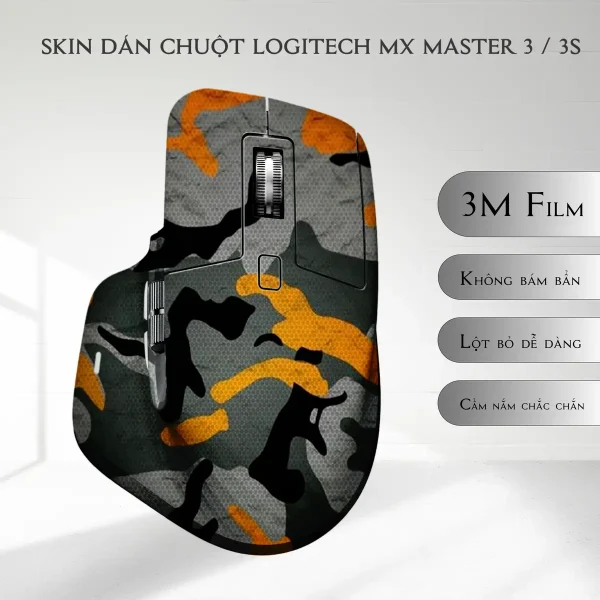 Skin dán chuột Logitech MX Master 2, 2s, 3, 3s mẫu camo xám vàng