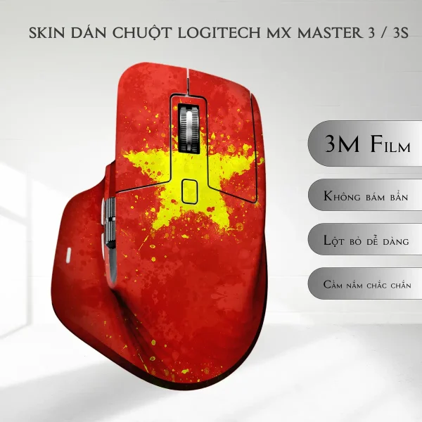 Skin dán chuột Logitech MX Master 2, 2s, 3, 3s mẫu cờ Vietnam