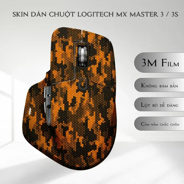 Skin dán chuột Logitech MX Master 2, 2s, 3, 3s mẫu da rắn cam