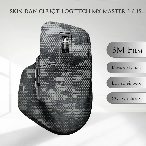 Skin dán chuột Logitech MX Master 2, 2s, 3, 3s mẫu da rắn xám
