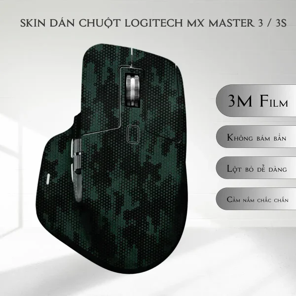 Skin dán chuột Logitech MX Master 2, 2s, 3, 3s mẫu da rắn xanh