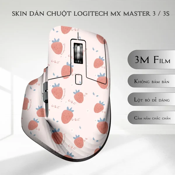 Skin dán chuột Logitech MX Master 2, 2s, 3, 3s mẫu dâu tây