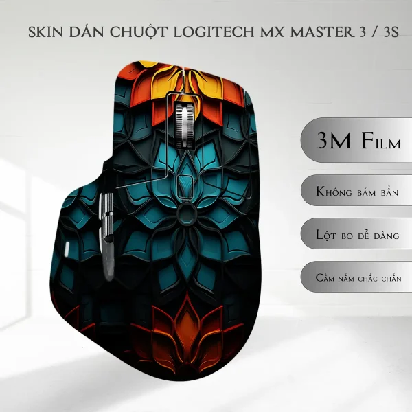Skin dán chuột Logitech MX Master 2, 2s, 3, 3s mẫu hoa lửa