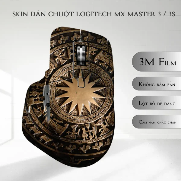 Skin dán chuột Logitech MX Master 2, 2s, 3, 3s mẫu họa tiết trống đồng