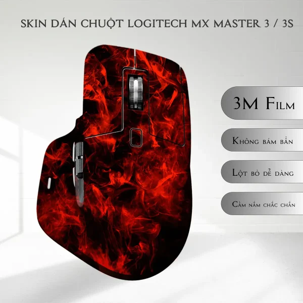 Skin dán chuột Logitech MX Master 2, 2s, 3, 3s mẫu khói đỏ