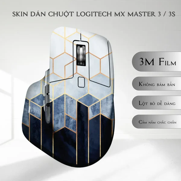 Skin dán chuột Logitech MX Master 2, 2s, 3, 3s mẫu lục giác xanh đen