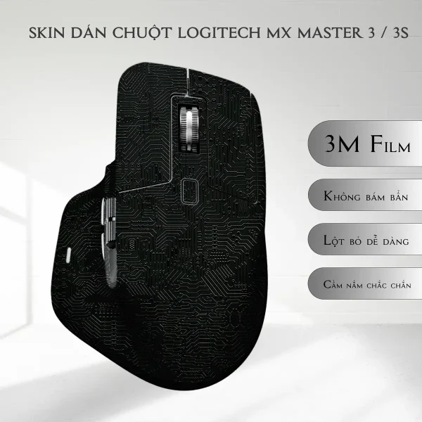 Skin dán chuột Logitech MX Master 2, 2s, 3, 3s mẫu mạch điện đen nổi