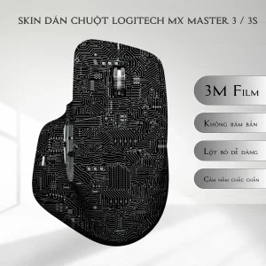 Skin dán chuột Logitech MX Master 2, 2s, 3, 3s mẫu mạch điện trắng nền đen