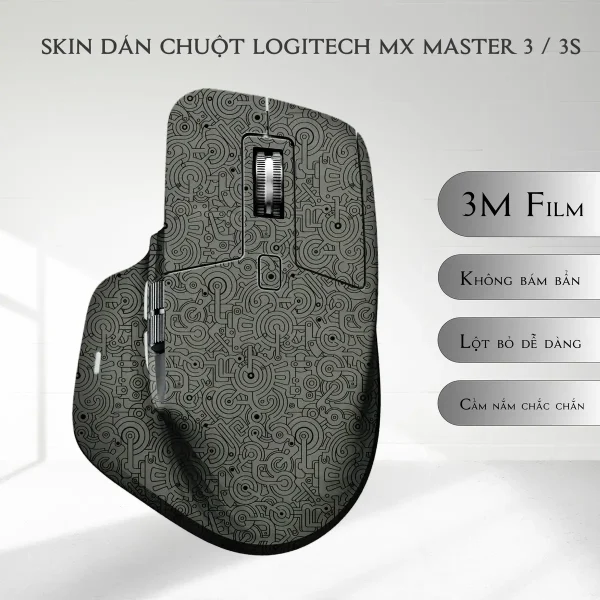 Skin dán chuột Logitech MX Master 2, 2s, 3, 3s mẫu mạch điện tròn