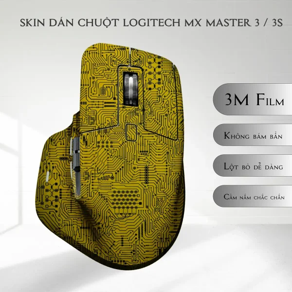 Skin dán chuột Logitech MX Master 2, 2s, 3, 3s mẫu mạch điện vàng
