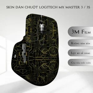Skin dán chuột Logitech MX Master 2, 2s, 3, 3s mẫu mạch điện vàng nền đen