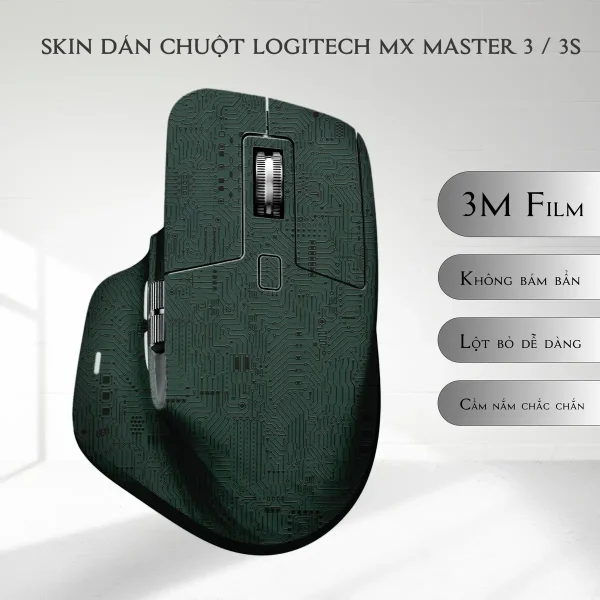 Skin dán chuột Logitech MX Master 2, 2s, 3, 3s mẫu mạch điện xanh lá