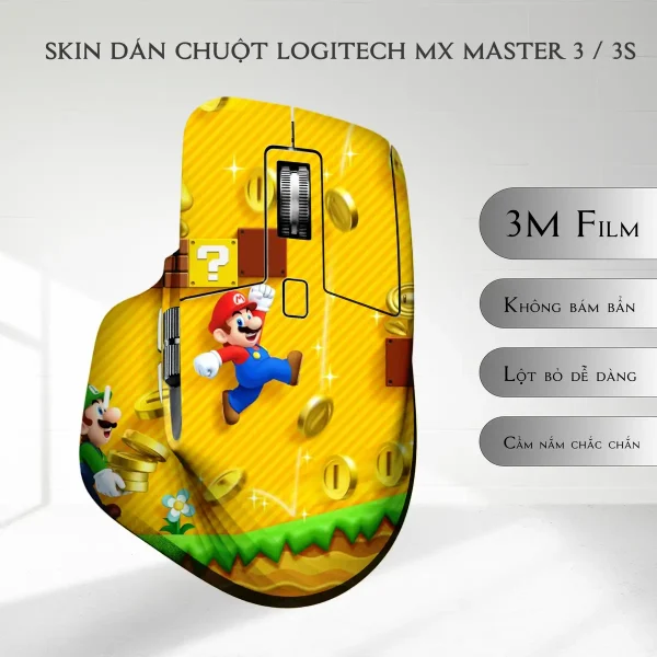 Skin dán chuột Logitech MX Master 2, 2s, 3, 3s mẫu mario maro007